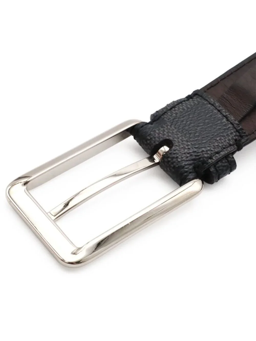 Louis Vuitton Damier Graphite Ceinture Force Belt Silver